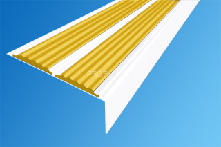 Угловой порог алюминиевый 70х22 с резиновыми вставками АУ-70-Краш белый глянец-желтый 1,5 м