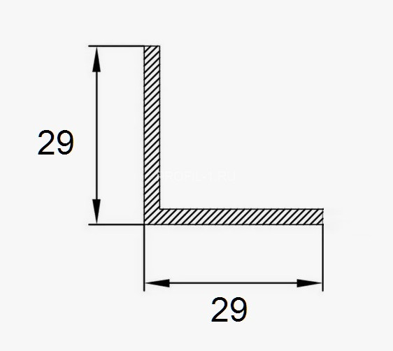 Алюминиевый уголок 29х29 ПБ29х29х1 золото люкс 3 м