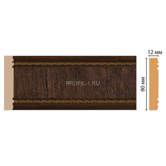 Молдинг DECOMASTER 150-1 (80x12x2400) цвет Темный шоколад с бронзой