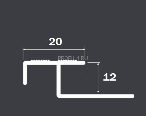 Профиль лестничный Т-образный 20х12 мм алюминий PV58-03 серебро блестящее 2,7 м