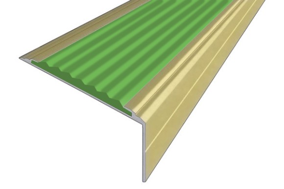 Алюминиевый угол-порог 26х50 мм с резиновой вставкой АУ-50-Анод золото-зеленый 1,0 м