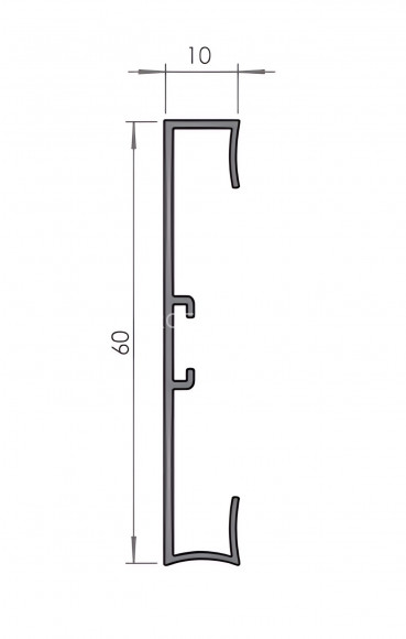 Накладной алюминиевый плинтус с кабель-каналом напольный 60 мм Диал 9143 без покрытия 3 м