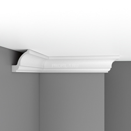 Плинтус потолочный 115х142х2400 мм Decomaster DT-85606 из полиуретана белый под покраску