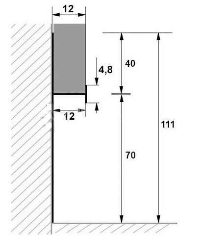 Алюминиевый плинтус под гипсокартон 70 мм ПТ-1/70 черный 3 м