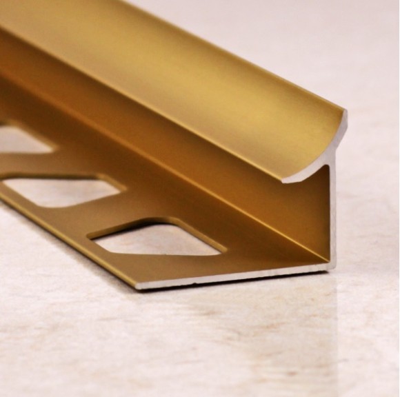Внутренний уголок алюминиевый для плитки 10 мм ПО-В10 золото матовое 2,7 м