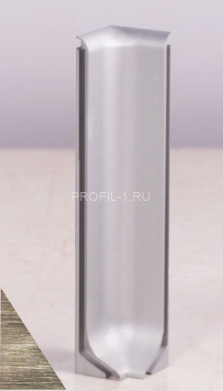 Уголок внутренний для плинтуса напольного ПЛ-100 серебро глянец браш