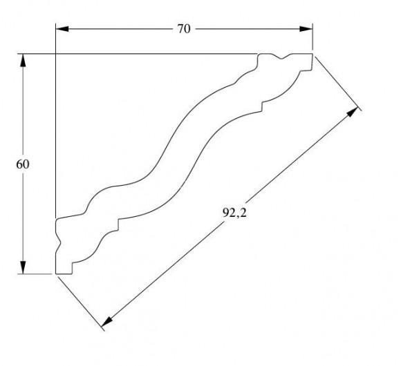 Потолочный плинтус Orac Decor Duropolymer CX177 белый полистирол 60х70 мм 2м
