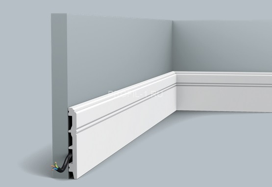 Гибкий напольный плинтус Orac Decor Duropolymer SX105F белый полистирол 108х13 мм 2м