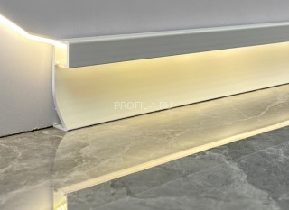 Алюминиевый плинтус светодиодный LED с экраном 71 мм ПО-193 без покрытия 2,7 м