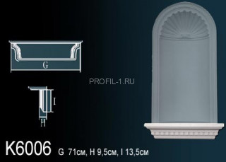 Декоративная ниша Perfect K6006 белый полиуретан 135х710х95 мм