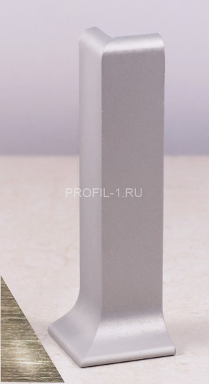 Уголок наружный для плинтуса напольного ПЛ-100 серебро глянец браш