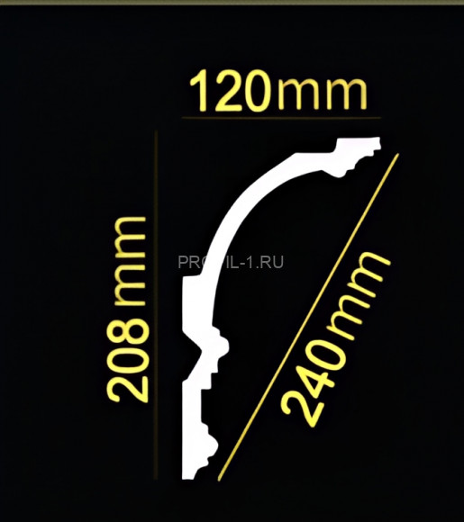 Потолочный плинтус Glanzepol GP-119 белый полистирол 208х120 мм 2 м