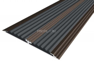 Полоса 70 мм с 2-мя резиновыми вставками алюминиевая АП-70-Анод коньяк-черный 2,0 м