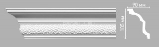 Плинтус потолочный 105х90х2400 мм Decomaster 95102 из полиуретана белый под покраску Плинтус потолочный 105х90х2400 мм Decomaster 95102 из полиуретана белый под покраску