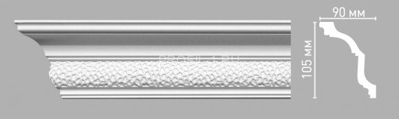 Плинтус потолочный  105х90х2400 мм Decomaster 95102 из полиуретана белый под покраску
