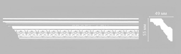 Плинтус DECOMASTER DT-9811A (55x49x2400) потолочный с рисунком простой узор из полиуретана, белый под покраску
