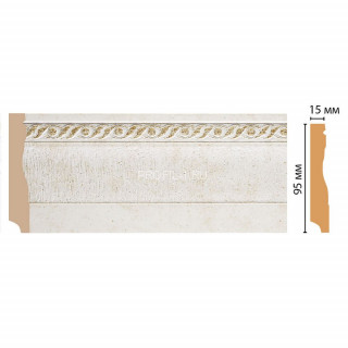 Плинтус напольный DECOMASTER 153-40 ДМ (95x12x2400) цвет Белый с золотом