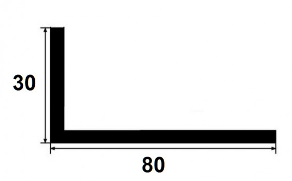 Латунный уголок разнополочный PL 80x30 ON 80х30 полированный 3м