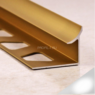 Внутренний уголок алюминиевый для плитки 10 мм ПО-В10 серебро глянец 2,7 м