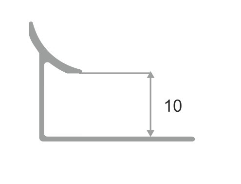 Внутренний уголок алюминиевый для плитки 10 мм ПО-В10 серебро глянец 2,7 м