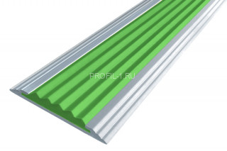Алюминиевый порог противоскользящий одноуровневый 40 мм АП-40 без покрытия зеленый 1,5 м