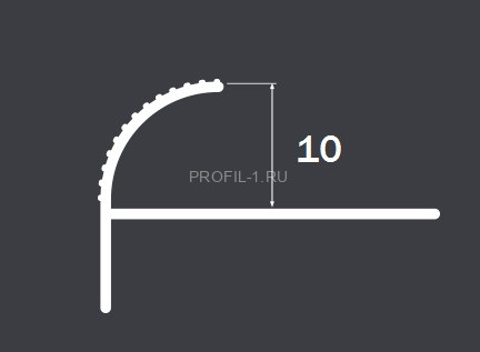 Алюминиевый профиль F-образный округлый с рифлением для ступеней 10 мм PV56-13 песок блестящий 2,7 м