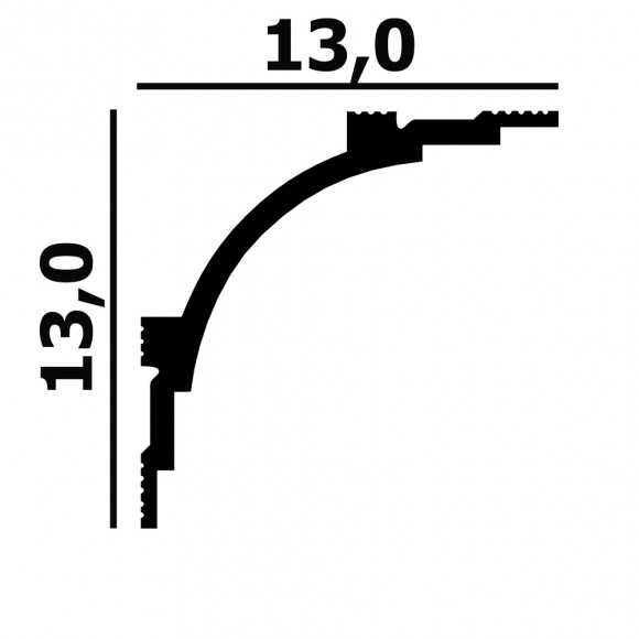 Потолочный плинтус Перфект Плюс P100 белый ударопрочный 130х130 мм 2 м