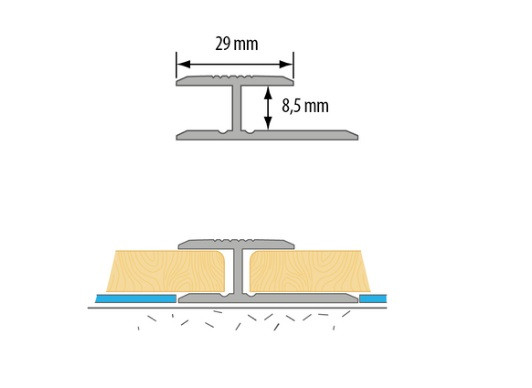 Алюминиевый профиль для ламината соединяющий 8х29 мм Cezar Panel P бук 1,8 м Алюминиевый профиль для ламината соединяющий 8х29 мм Cezar Panel P бук 1,8 м