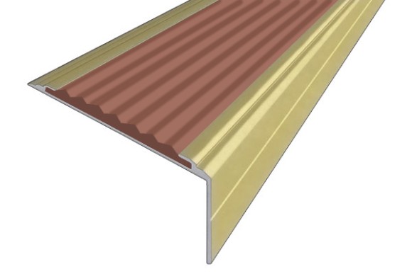 Алюминиевый угол-порог 26х50 мм с резиновой вставкой АУ-50-Анод золото-коричневый 1,5 м