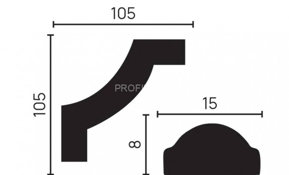 Декоративный уголок для молдингов Decor-Dizayn C1-130A полиуретан белый, под покраску 105х105х8 мм