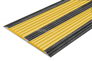 Алюминиевая полоса с 2-мя резиновыми вставками АП-70-Антик серебро-желтый 2,0 м