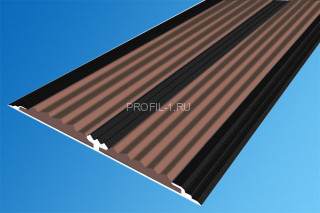 Полоса алюминиевая 70 мм с резиновыми вставками АП-70-Краш черный глянец-коричневый 2,0 м