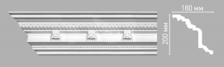Плинтус DECOMASTER 95144 (200x180x2400) потолочный с рисунком строгая классика из полиуретана, белый под покраску