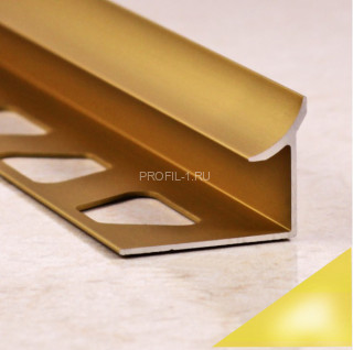 Внутренний уголок алюминиевый для плитки 10 мм ПО-В10 золото глянец 2,7 м