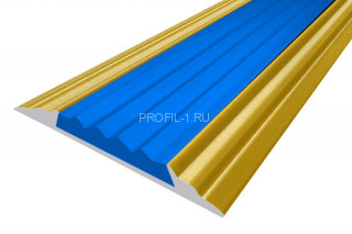 Алюминиевый порог 46 мм с резиновой вставкой одноуровневый АП-46-Антик золото-синий 3,0 м Алюминиевый порог 46 мм с резиновой вставкой одноуровневый АП-46-Антик золото-синий 3,0 м