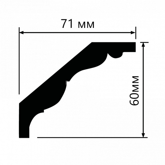 Потолочный плинтус HiWood A90 белый 60х71 мм 2 метра Потолочный плинтус HiWood A90 белый 60х71 мм 2 метра