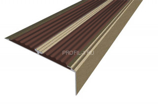 Противоскользящий порог угловой алюминий 70х22 мм АУ-70-Анод шампань-темно-коричневый 1,5 м