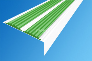 Угловой порог алюминиевый 70х22 с резиновыми вставками АУ-70-Краш белый глянец-зеленый 1,5 м