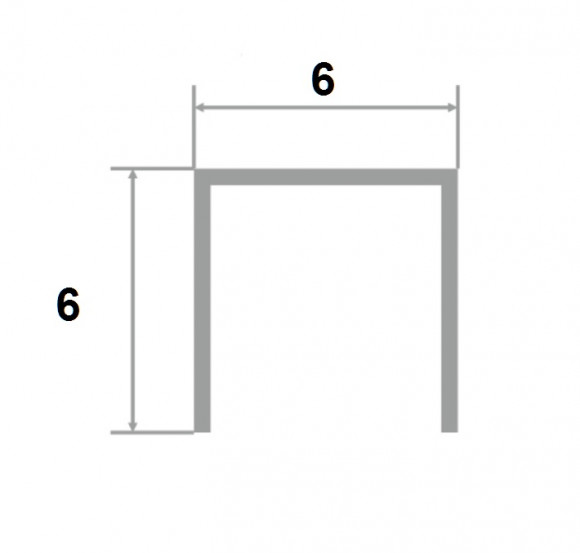 Латунный П-образный профиль PU 6 ON 6х6х6 полированный 2,7м