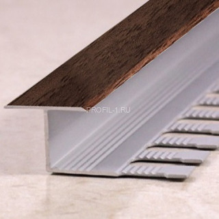 Алюминиевый профиль Т-образный 16 мм закладной Т-16 КД Орех 2,7 м (упаковка 10 штук)