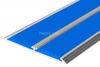 Одноуровневый порог алюминиевый противоскользящий 80 мм АП-80 синий 2,0 м