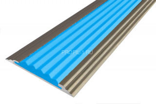 Противоскользящий порог алюминиевый одноуровневый 40 мм АП-40-Анод шампань-голубой 2,7 м