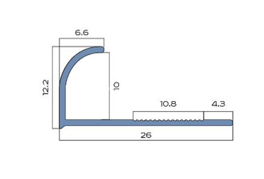 Алюминиевый С-профиль для плитки внешний B 8мм NEEXY PV23-45-BBS-D серебро блестящее браш 2.7м