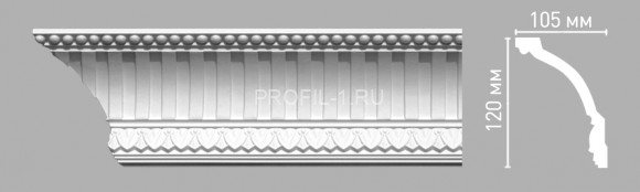 Плинтус потолочный  120х105х2400 мм Decomaster 95105 из полиуретана белый под покраску