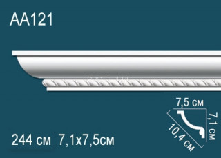 Потолочный плинтус с рисунком Перфект AA121 полиуретан 71х104х75 мм 244 см