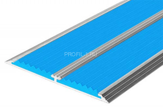 Одноуровневый порог алюминиевый противоскользящий 80 мм АП-80 голубой 2,0 м