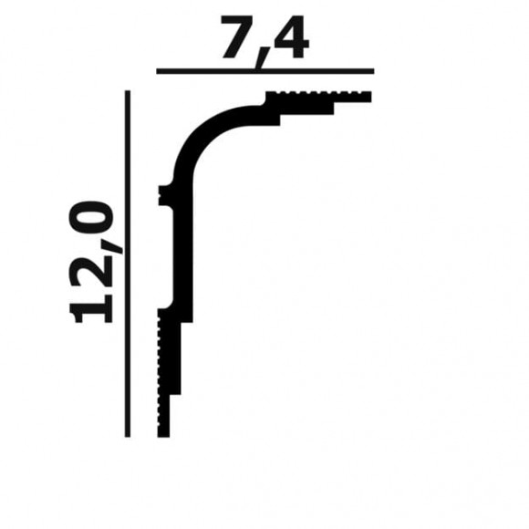 Потолочный плинтус Перфект Плюс P103 белый ударопрочный 74х120 мм 2 м
