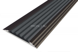 Порог алюминиевый противоскользящий одноуровневый 40 мм АП-40-Коньяк черный 2,7 м