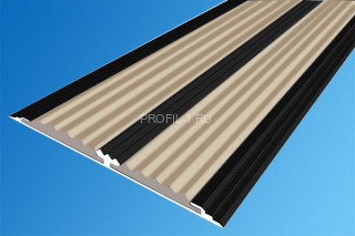 Полоса алюминиевая 70 мм с резиновыми вставками АП-70-Краш черный глянец-бежевый 2,0 м