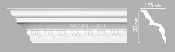 Плинтус потолочный  135х125х2400 мм Decomaster 95106 из полиуретана белый под покраску